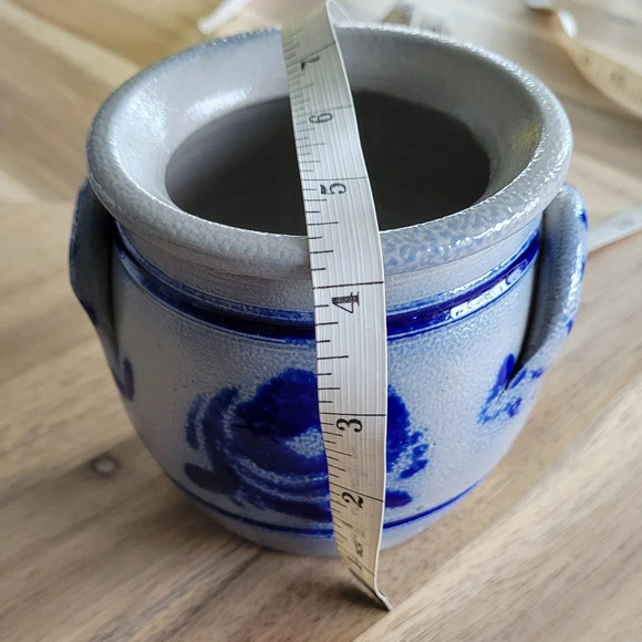 Vintage German Salt-glazed Pottery, French Country Blue Cobalt Crock Stoneware - Picture 8 of 8